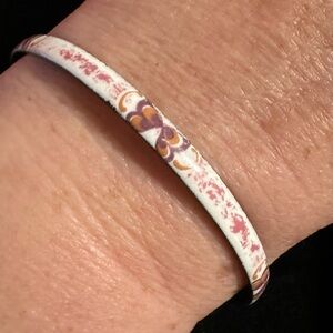 Michaela Frey Enamel Bangle Bracelet Pink White Purple Butterfly